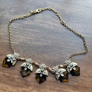 J.Crew statement necklace faux tortoise shell diamond necklace